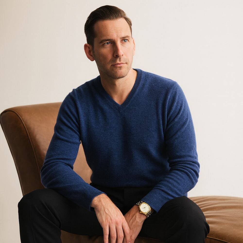 J. CREW Cashmere V-Neck Sweater Navy Blue Sz L $228 {3P3}